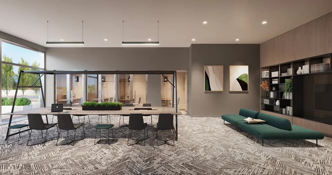 Coworking lounge with private booths